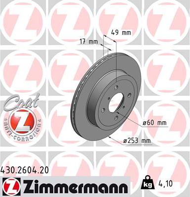 Zimmermann 430.2604.20 - Спирачен диск vvparts.bg