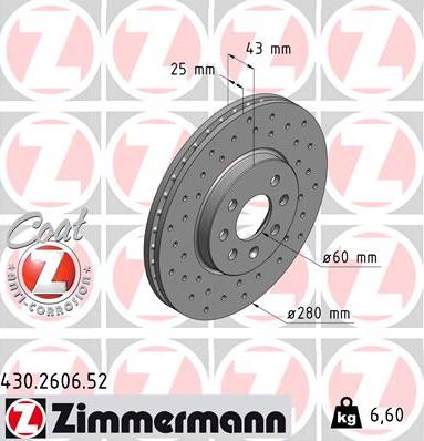 Zimmermann 430.2606.52 - Спирачен диск vvparts.bg