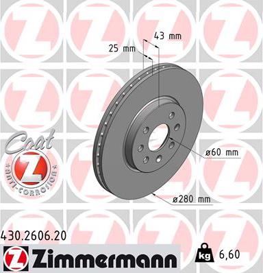 Zimmermann 430.2606.20 - Спирачен диск vvparts.bg