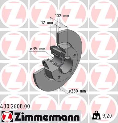 Zimmermann 430.2608.00 - Спирачен диск vvparts.bg