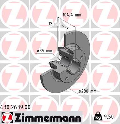 Zimmermann 430.2639.00 - Спирачен диск vvparts.bg