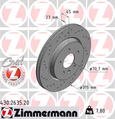 Zimmermann 430.2635.20 - Спирачен диск vvparts.bg
