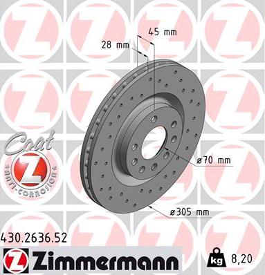 Zimmermann 430.2636.52 - Спирачен диск vvparts.bg