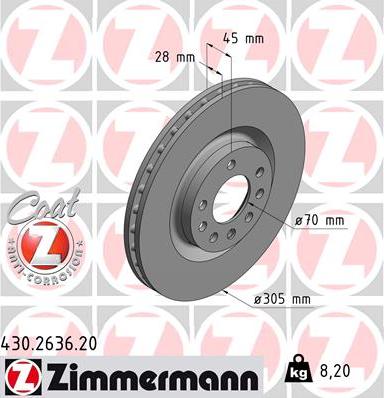 Zimmermann 430.2636.20 - Спирачен диск vvparts.bg