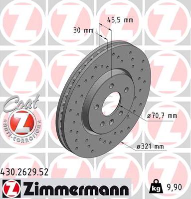 Zimmermann 430.2629.52 - Спирачен диск vvparts.bg