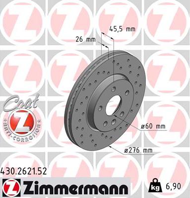 Zimmermann 430.2621.52 - Спирачен диск vvparts.bg