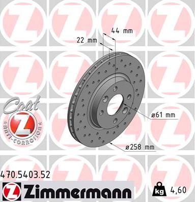 Zimmermann 470.5403.52 - Спирачен диск vvparts.bg
