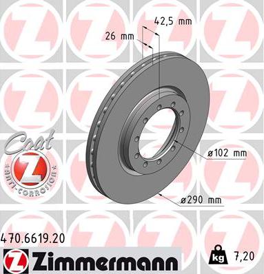 Zimmermann 470.6619.20 - Спирачен диск vvparts.bg