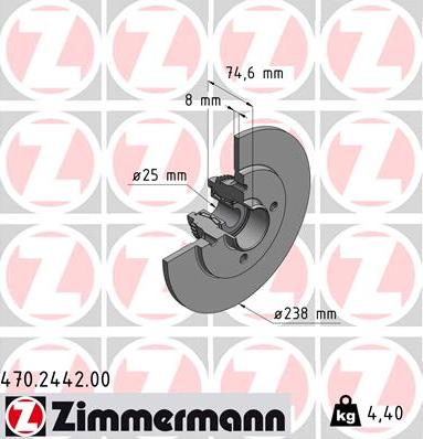 Zimmermann 470.2442.00 - Спирачен диск vvparts.bg