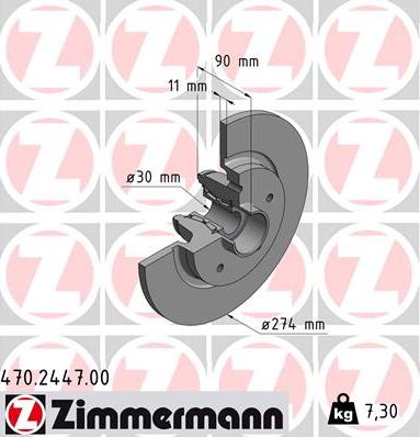 Zimmermann 470.2447.00 - Спирачен диск vvparts.bg