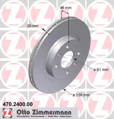 Zimmermann 470.2400.00 - Спирачен диск vvparts.bg