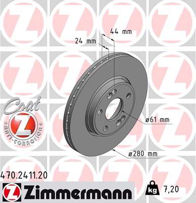 Zimmermann 470.2411.20 - Спирачен диск vvparts.bg