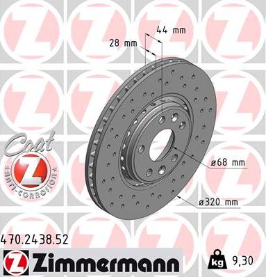 Zimmermann 470.2438.52 - Спирачен диск vvparts.bg