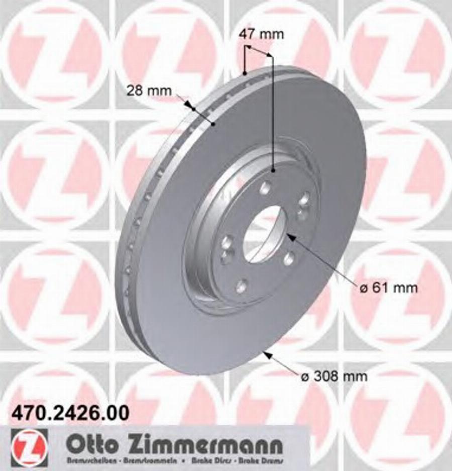 Zimmermann 470.2426.00 - Спирачен диск vvparts.bg