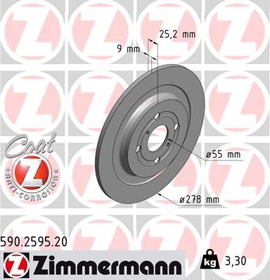 Zimmermann 590.2595.20 - Спирачен диск vvparts.bg