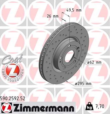 Zimmermann 590.2592.52 - Спирачен диск vvparts.bg