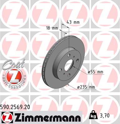 Zimmermann 590.2569.20 - Спирачен диск vvparts.bg