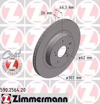 Zimmermann 590.2564.20 - Спирачен диск vvparts.bg