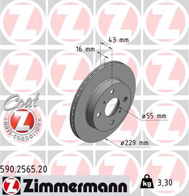 Zimmermann 590.2565.20 - Спирачен диск vvparts.bg