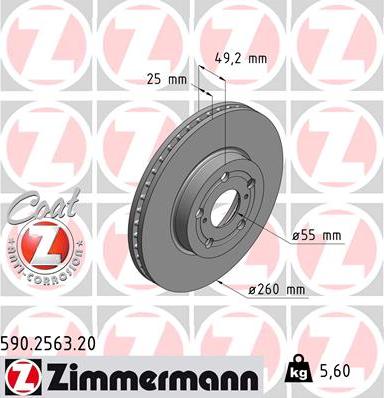 Zimmermann 590.2563.20 - Спирачен диск vvparts.bg