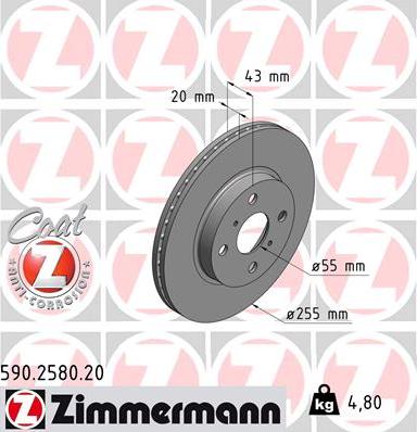 Zimmermann 590.2580.20 - Спирачен диск vvparts.bg