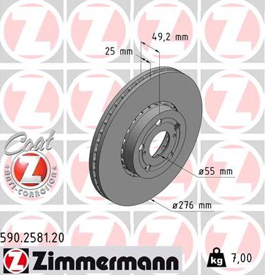 Zimmermann 590.2581.20 - Спирачен диск vvparts.bg