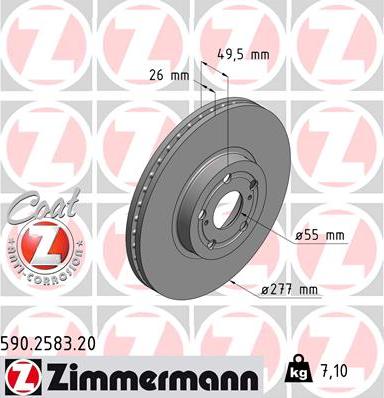 Zimmermann 590.2583.20 - Спирачен диск vvparts.bg