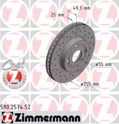 Zimmermann 590.2574.52 - Спирачен диск vvparts.bg