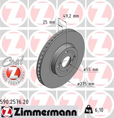 Zimmermann 590.2576.20 - Спирачен диск vvparts.bg