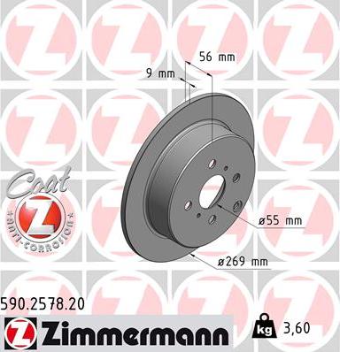 Zimmermann 590.2578.20 - Спирачен диск vvparts.bg