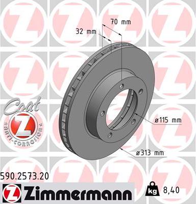 Zimmermann 590.2573.20 - Спирачен диск vvparts.bg