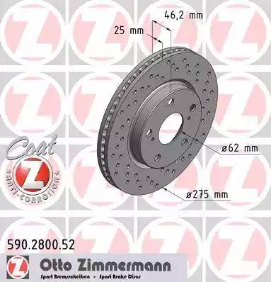 Zimmermann 590.2800.52 - Спирачен диск vvparts.bg