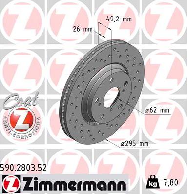 Zimmermann 590.2803.52 - Спирачен диск vvparts.bg