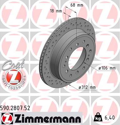 Zimmermann 590.2807.52 - Спирачен диск vvparts.bg