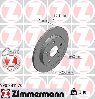 Zimmermann 590.2811.20 - Спирачен диск vvparts.bg