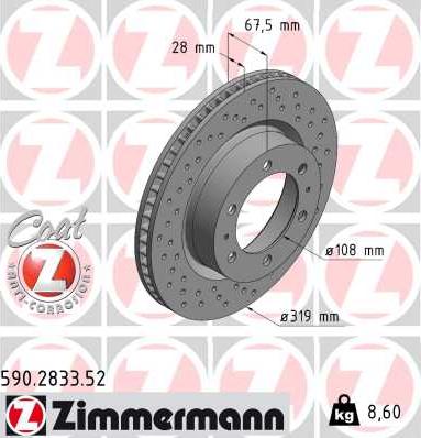 Zimmermann 590.2833.52 - Спирачен диск vvparts.bg