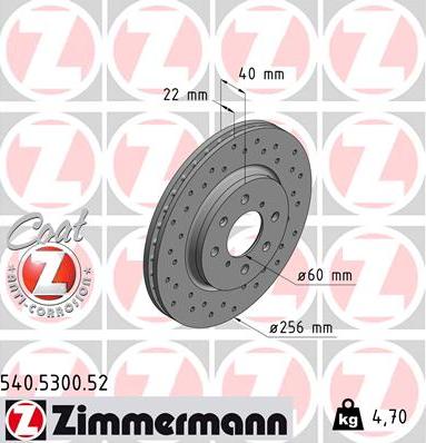 Zimmermann 540.5300.52 - Спирачен диск vvparts.bg