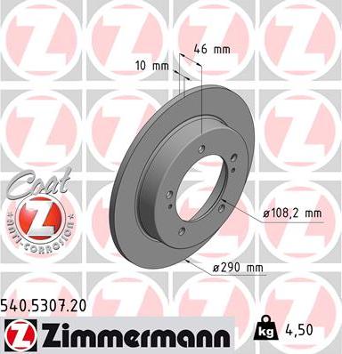 Zimmermann 540.5307.20 - Спирачен диск vvparts.bg