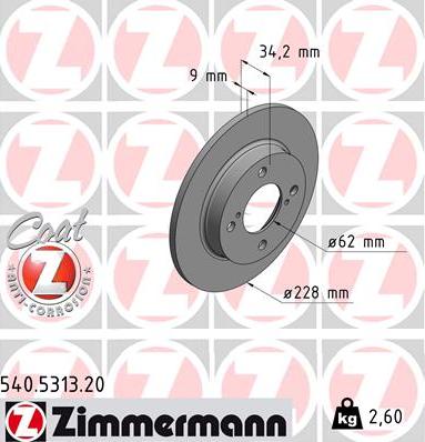 Zimmermann 540.5313.20 - Спирачен диск vvparts.bg