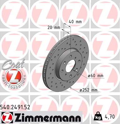 Zimmermann 540.2491.52 - Спирачен диск vvparts.bg