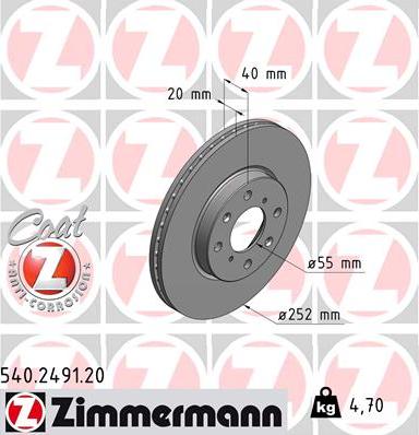 Zimmermann 540.2491.20 - Спирачен диск vvparts.bg
