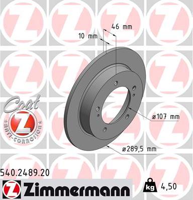 Zimmermann 540.2489.20 - Спирачен диск vvparts.bg