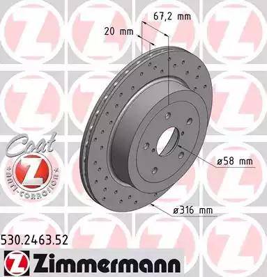 Zimmermann 530.2463.52 - Спирачен диск vvparts.bg