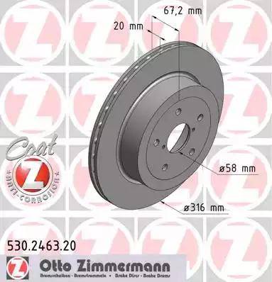 Zimmermann 530.2463.20 - Спирачен диск vvparts.bg