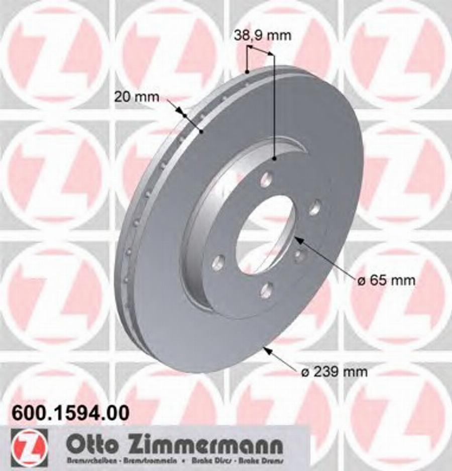 Zimmermann 600 1594 00 - Спирачен диск vvparts.bg