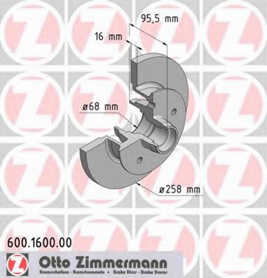 Zimmermann 600 1600 00 - Спирачен диск vvparts.bg