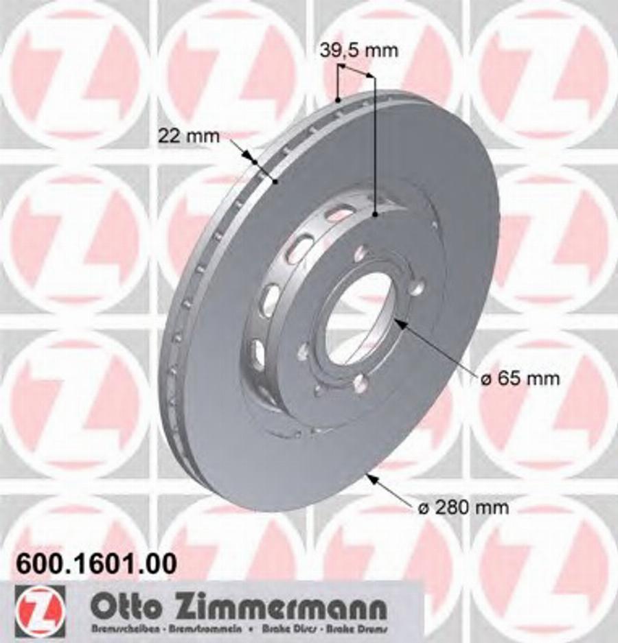 Zimmermann 600 1601 00 - Спирачен диск vvparts.bg