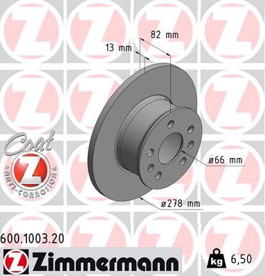 Zimmermann 600.1003.20 - Спирачен диск vvparts.bg