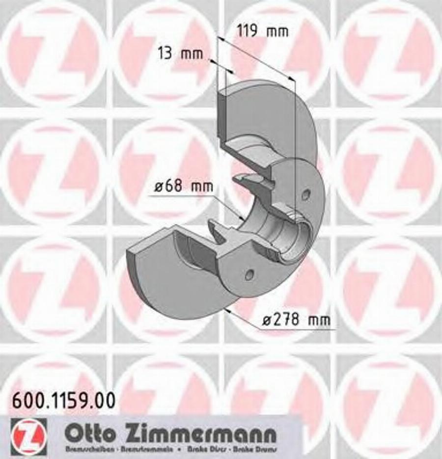 Zimmermann 600 1159 00 - Спирачен диск vvparts.bg