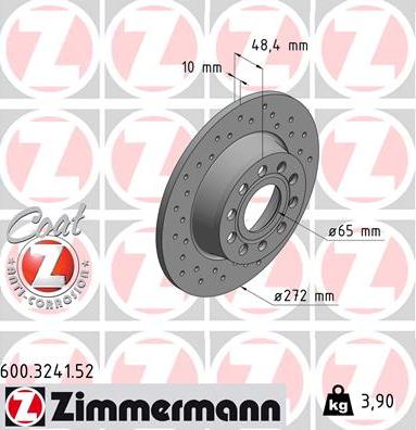 Zimmermann 600.3241.52 - Спирачен диск vvparts.bg